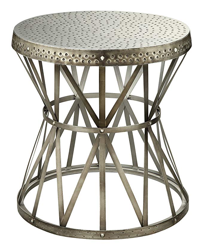 Treasure Trove Accents Round Table, Hammered Nickel Finish