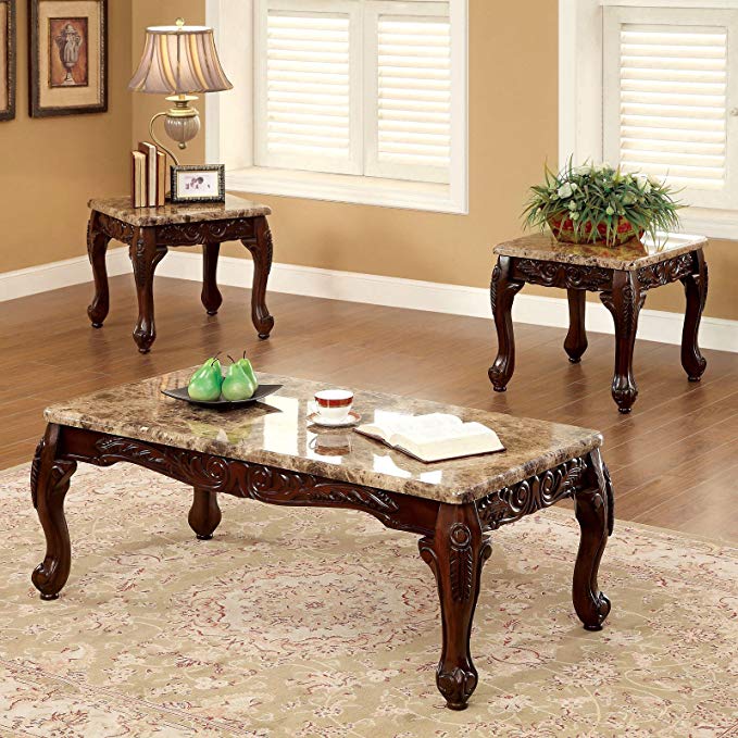 USA Club Furniture Carnes Dark Cherry 3-Piece Accent Table Set