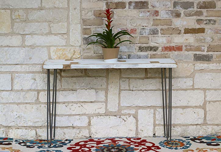 White Farmhouse Industrial 46 Inch Console Table