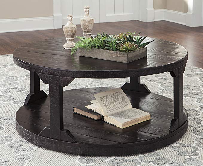 Rogness Rustic Brown Color Round Cocktail Table