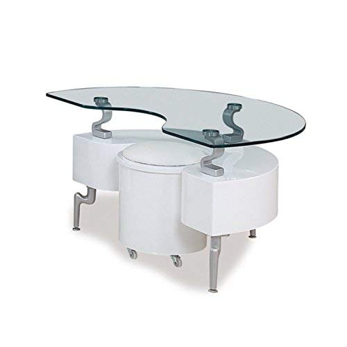 Global Furniture USA T288 White Occasional End Table with Silver Legs