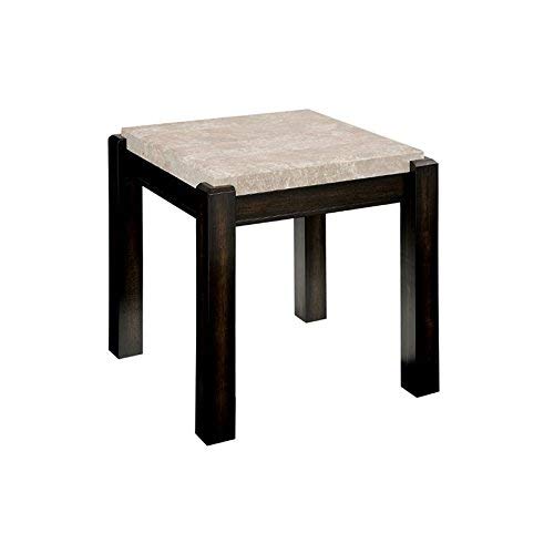 Furniture of America Explenich Square Marble Top End Table in Ivory