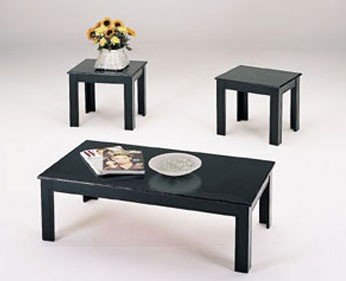 3pc Coffee Table & End Table Set Black Finish