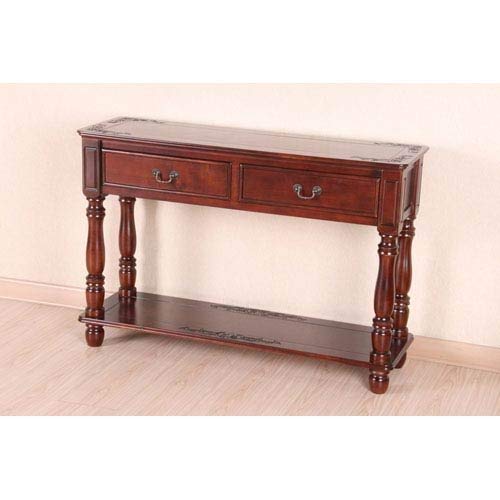 Carved Wood Rectangular Console Table