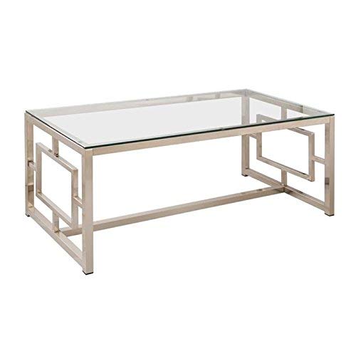 BOWERY HILL Contemporary Metal Coffee Table in Satin Nickel