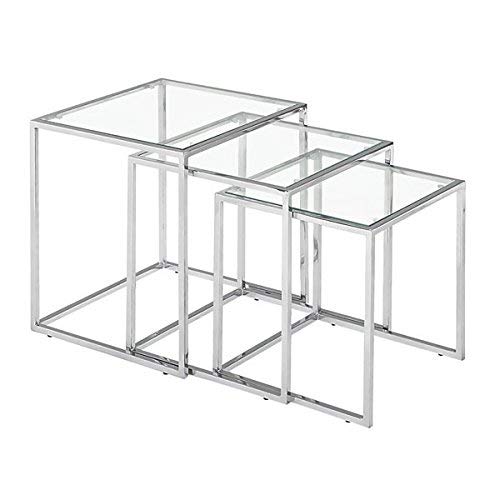 Zuo Pasos Nesting Table Clear Glass, Chrome