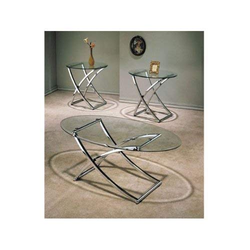 3pc Coffee Table & End Table Set Silver Finish