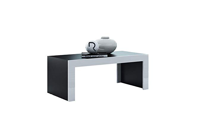 Milano Coffee Table – Black Matte Body in Contrast with High Gloss Finish of The laterals (Black & White)