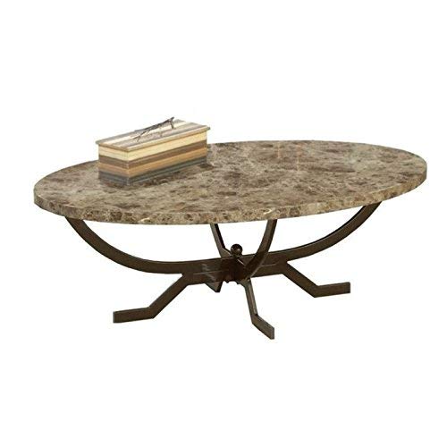 BOWERY HILL Oval Faux Marble Top Coffee Table in Matte Espresso