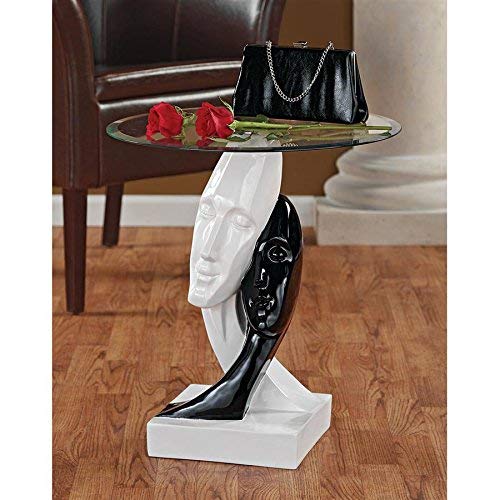 Design Toscano Lovers in Black and White Sculptural End Table