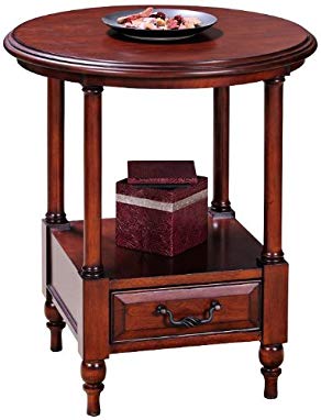 Leick Furniture Claridge Collection Cherry Round Side Table, Burnished Russet