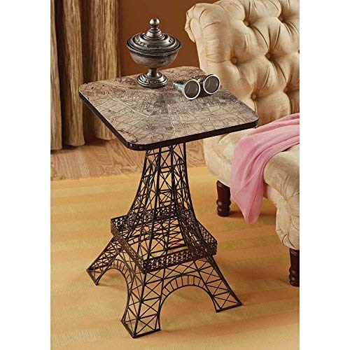 Design Toscano Tour Eiffel Sculptural Metal Side Table, Black