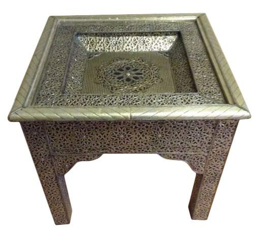 Moroccan Embossed Metal Decorative Showcase Arabic Table