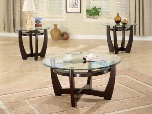 700295 Occasional 3-Pc Glass Top Coffee/End Table Set by