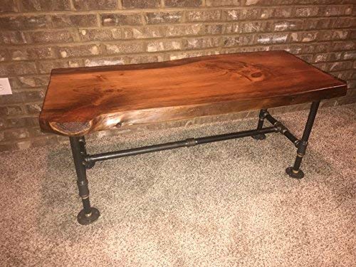 Industrial Pipe and Wood Coffee Table Live Edge Rustic Vintage (Honey Pine)