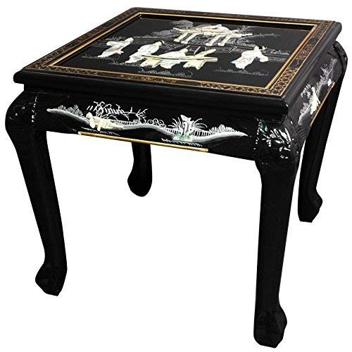 Oriental Furniture Claw Foot End Table - Black Mother of Pearl Ladies