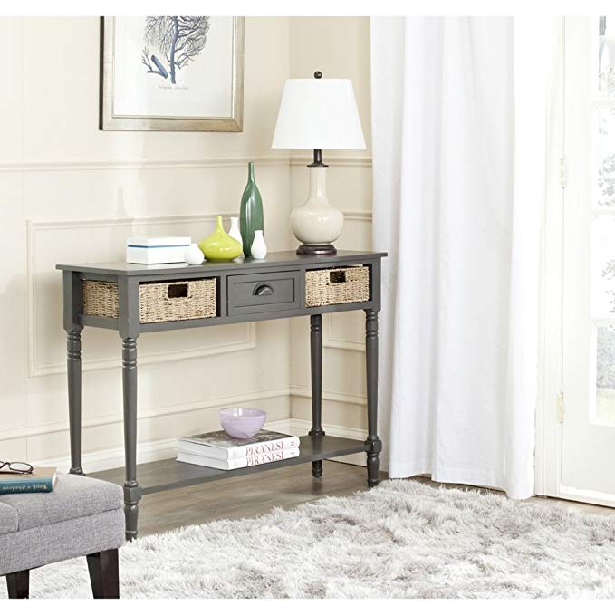 Safavieh American Homes Collection Winifred Grey Wicker Console Table with Storage