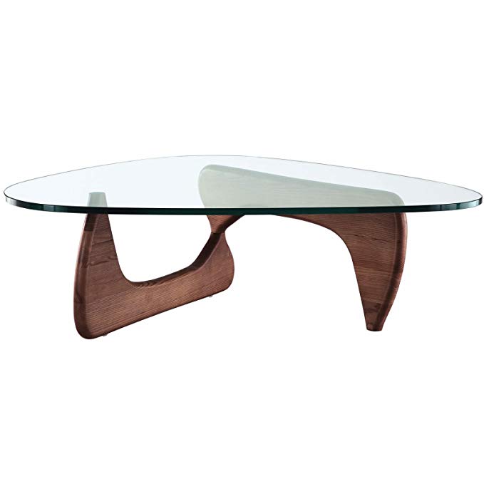 EMODERN FURNITURE eMod - Noguchi Coffee Table Triangle Glass Top Walnut Base