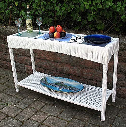 Wicker Warehouse Caribbean Serving Console Table with Frosted Glass