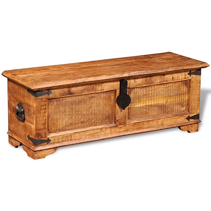 vidaXL Rustic Storage Chest Trunk Handmade Unique Coffee Table Rough Mango Solid Wood