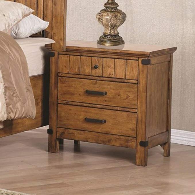 Coaster 205262-CO Brenner 3 Drawer Nightstand, Natural Honey