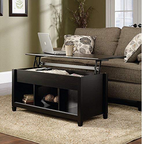 Best Quality Low Coffee Table With Hidden Lift Top and Lower Storage Compartment For Contemporary Home And Living Room (Black)