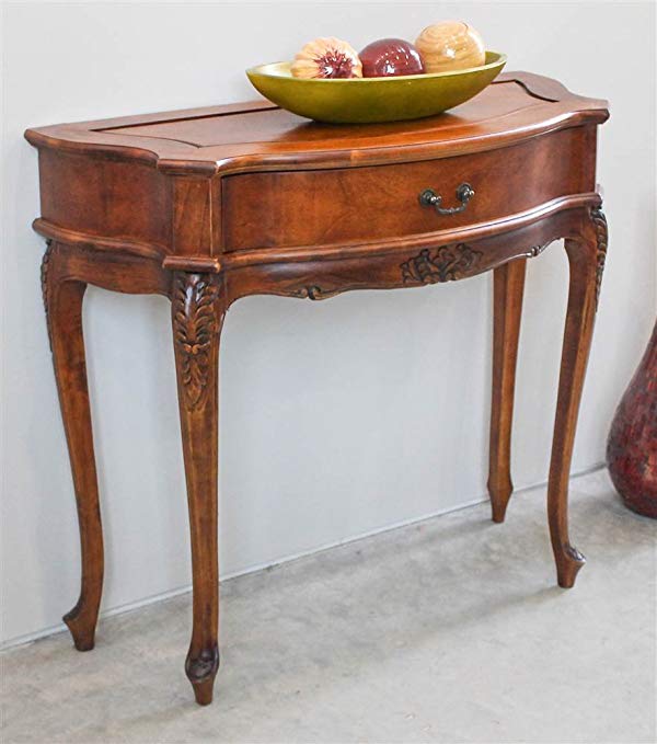 Carved Wood One Drawer Console Table