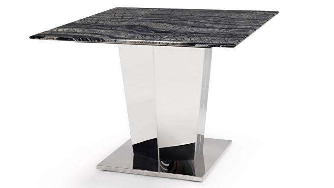 Zuri Furniture Black and White Marble Brushed Stainless Steel Sirah End Table