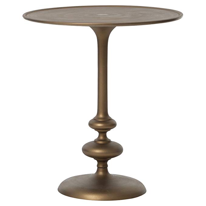 Kathy Kuo Home Berthold Global Brass Matchstick Pedestal Side End Table