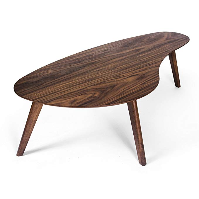 Inmod Signature Collection Kidney Shaped Coffee Table, Walnut