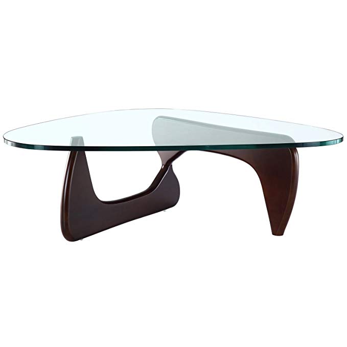 EMODERN FURNITURE eMod - Noguchi Coffee Table Triangle Glass Top Dark Walnut Base