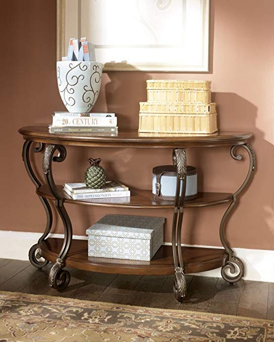 Traditional Medium Brown Finish Sofa Table