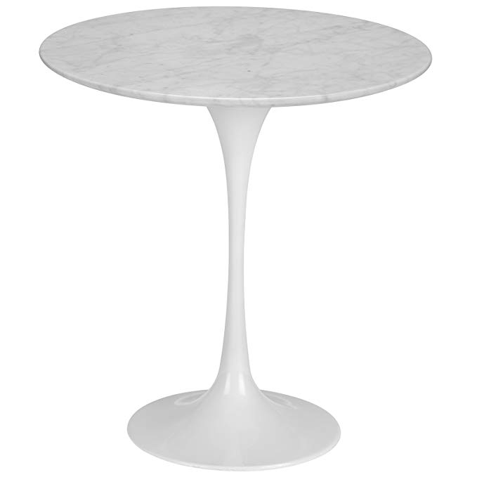 Poly and Bark Daisy 20” Marble Side Table in White Base