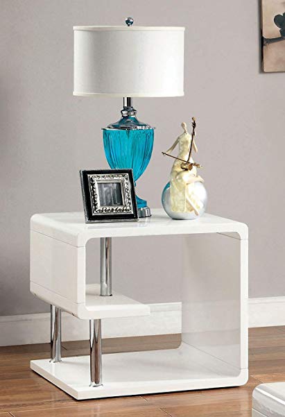 Furniture of America CM4057E Ninove I White High Gloss End/Side/Nesting Tables