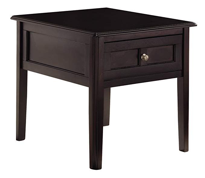 Ashley Furniture Signature Design - Henning Rectangular End Table - 1 Drawer - Contemporary - Almost Black Finish