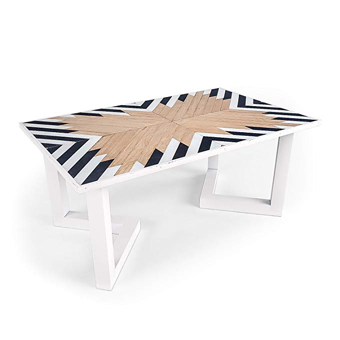 Zulu modern coffee table. Native inspired pattern. Made in Austin TX (Natural)