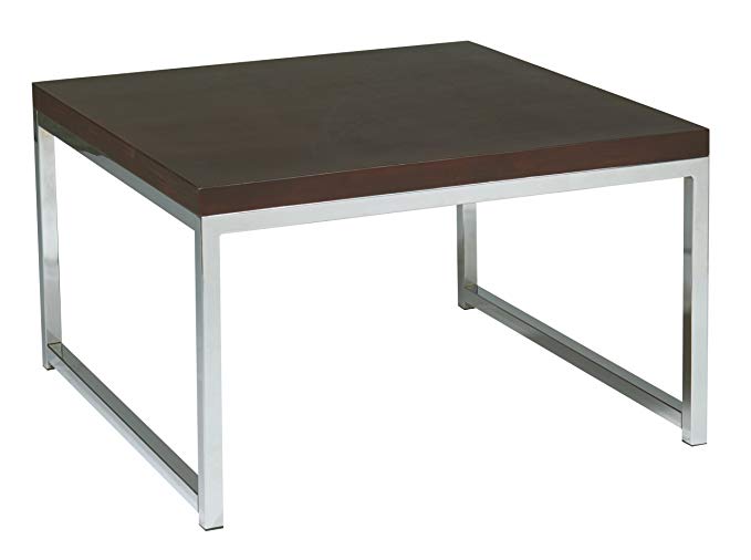 Work Smart WST17 Ave Six Wall Street Accent/Corner Table with Chrome Base, Espresso