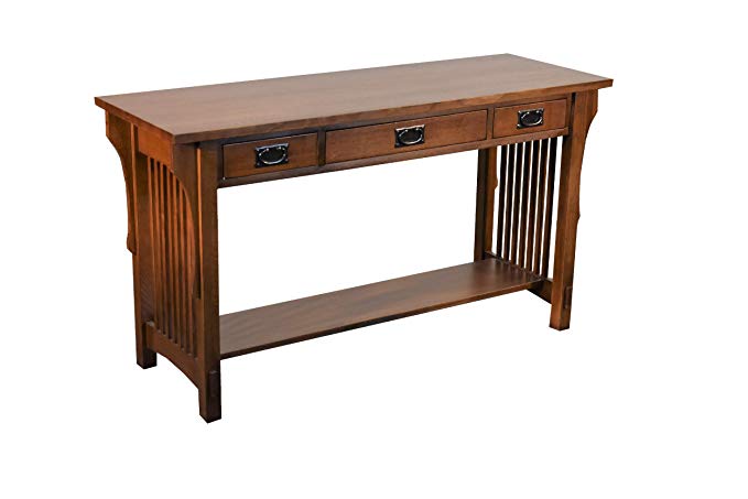 Arts and Crafts Mission Solid Oak Sofa Table with Three Drawers Console Table