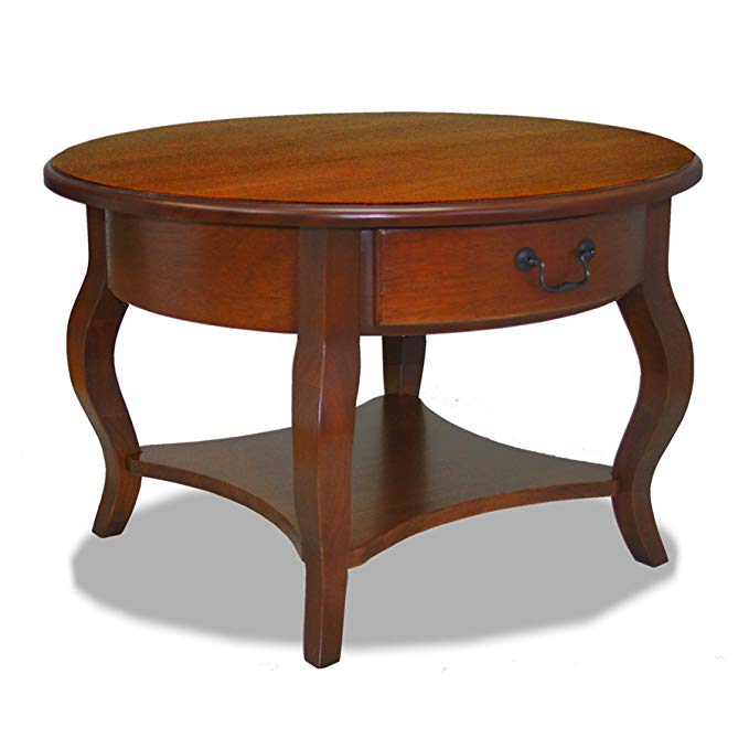 Leick French Countryside Round Storage Coffee Table, Brown Cherry