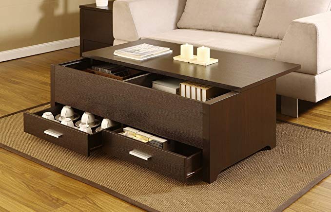 Espresso Accent Cocktail Coffee Table with Storage