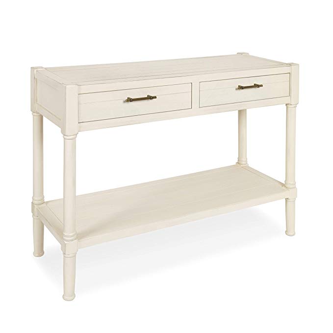 Kate and Laurel Meacham Wood Console Table with 2 Drawers and Shelf, Antique White