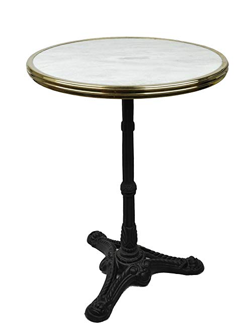 French Bistro Table, White Marble & Iron Base