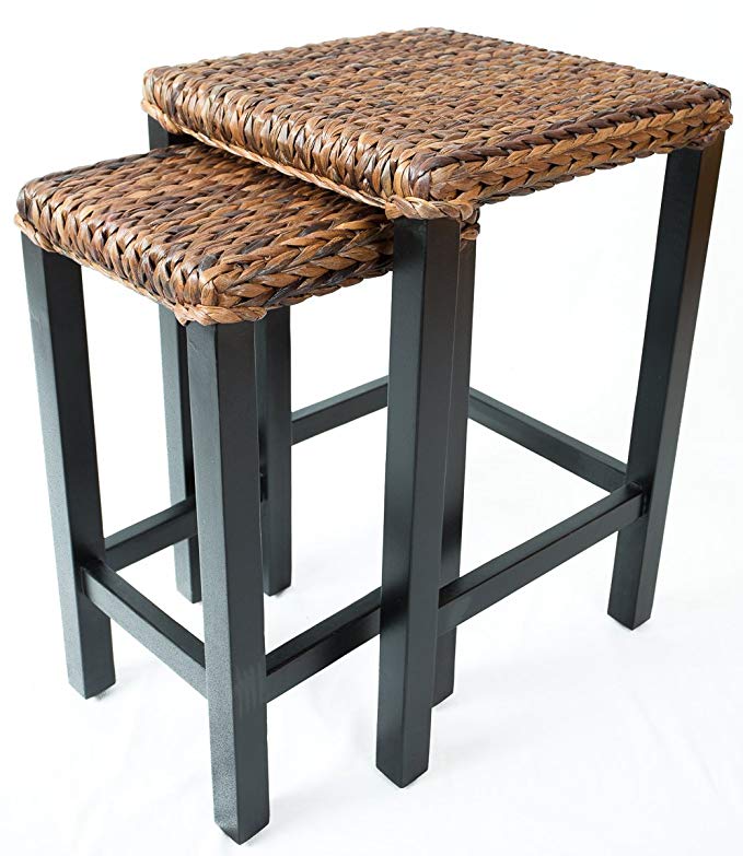 BirdRock Home Seagrass Nesting Accent Tables | Hand Woven Seagrass | Fully Assembled