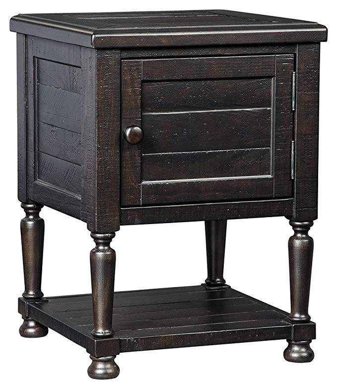 Ashley Furniture Signature Design - Sharlowe Casual Square End Table with Cabinet and Shelf Storage - Charcoal