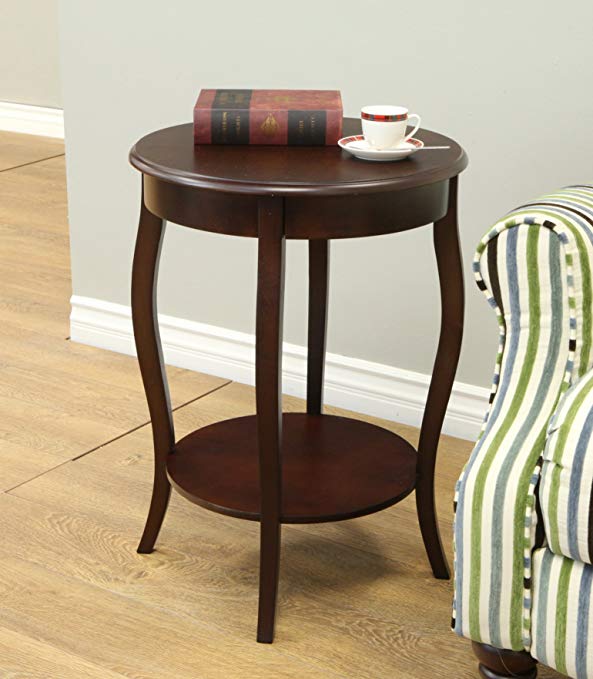 Frenchi Home Furnishing Walnut Round Accent Table, 18