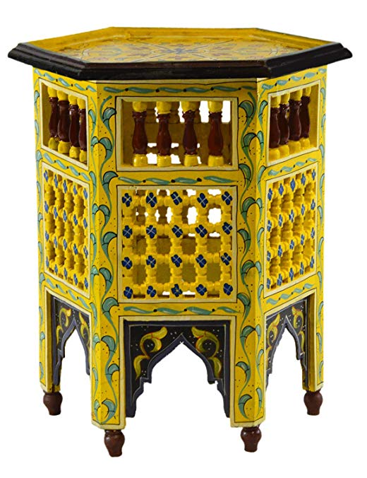 Moucharabi Painted Wood Table Yellow