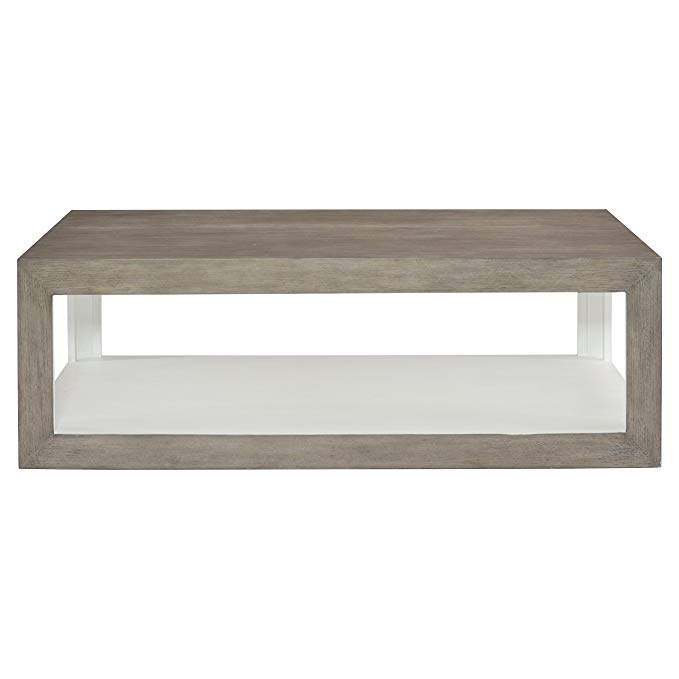 Kathy Kuo Home Marqua Coastal Rustic Grey Wood White Interior Coffee Table