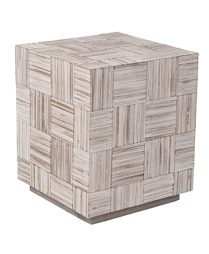 East At Main Avalon Off-White Teakwood Square Accent Table, (20x20x24)