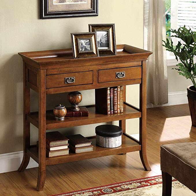 Furniture of America Kams Bottom Trays 2-drawer Living Room End Table