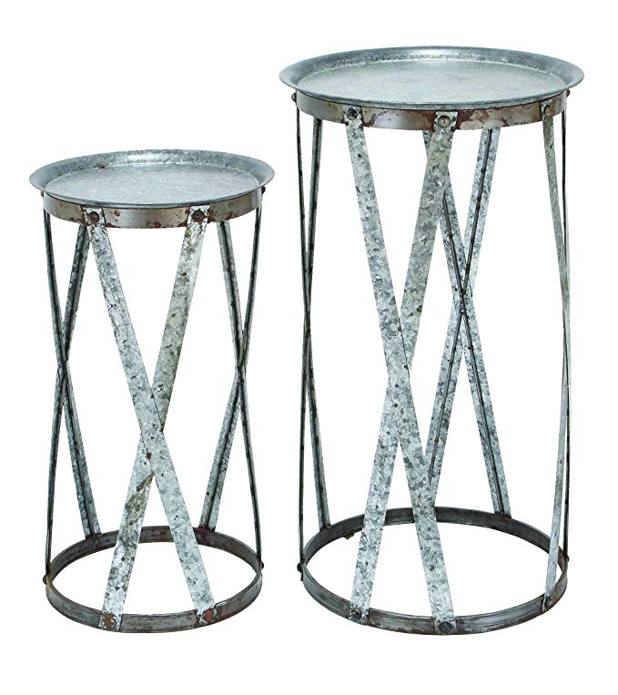 Benzara Conventional Decor Metal Pedestal, Set of 2